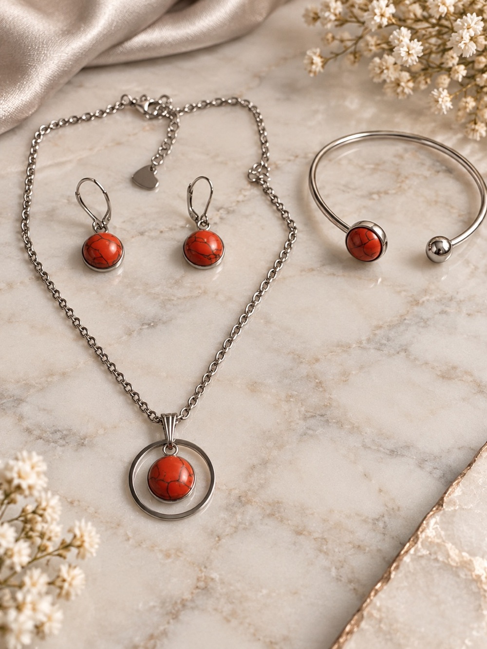 Red Turquoise (imitation ) jewelry set